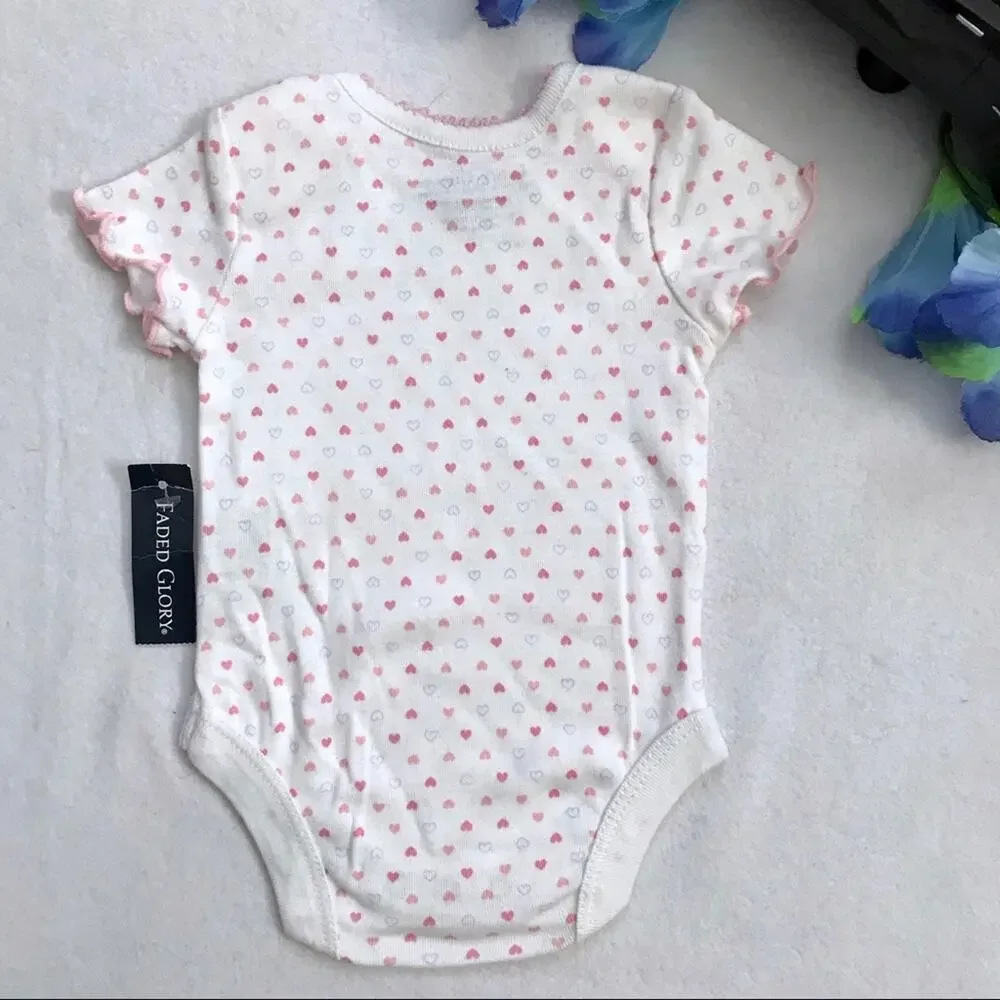 Faded Glory NWT Set of 3 Bodysuit for Girls NB